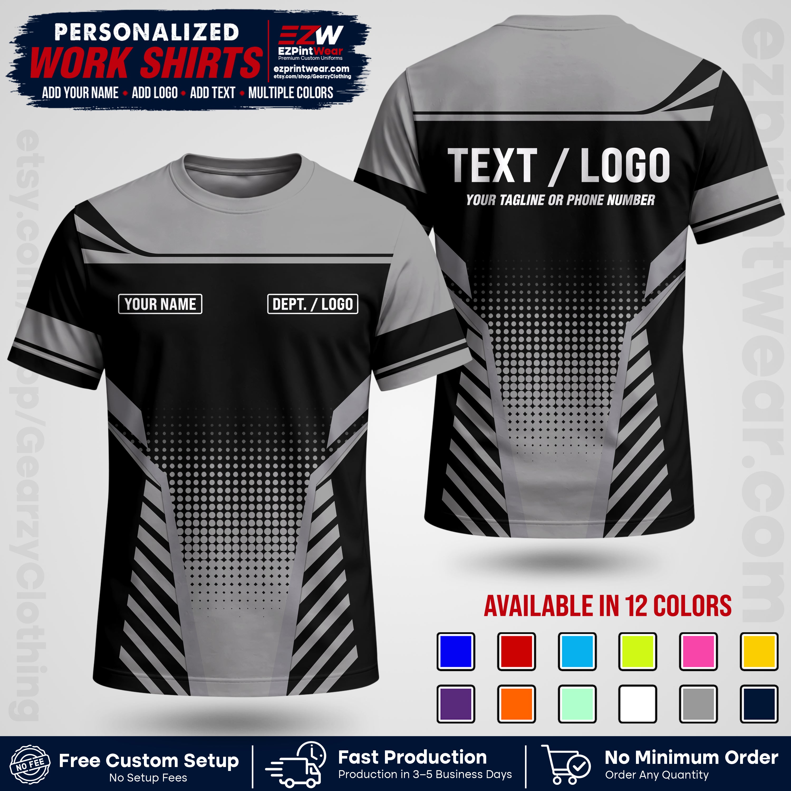 Custom All Over Print Work Uniform Shirt with Name, Logo & Text | Custom Hawaiian Shirt | Company Shirt | Employee Uniform UNF08