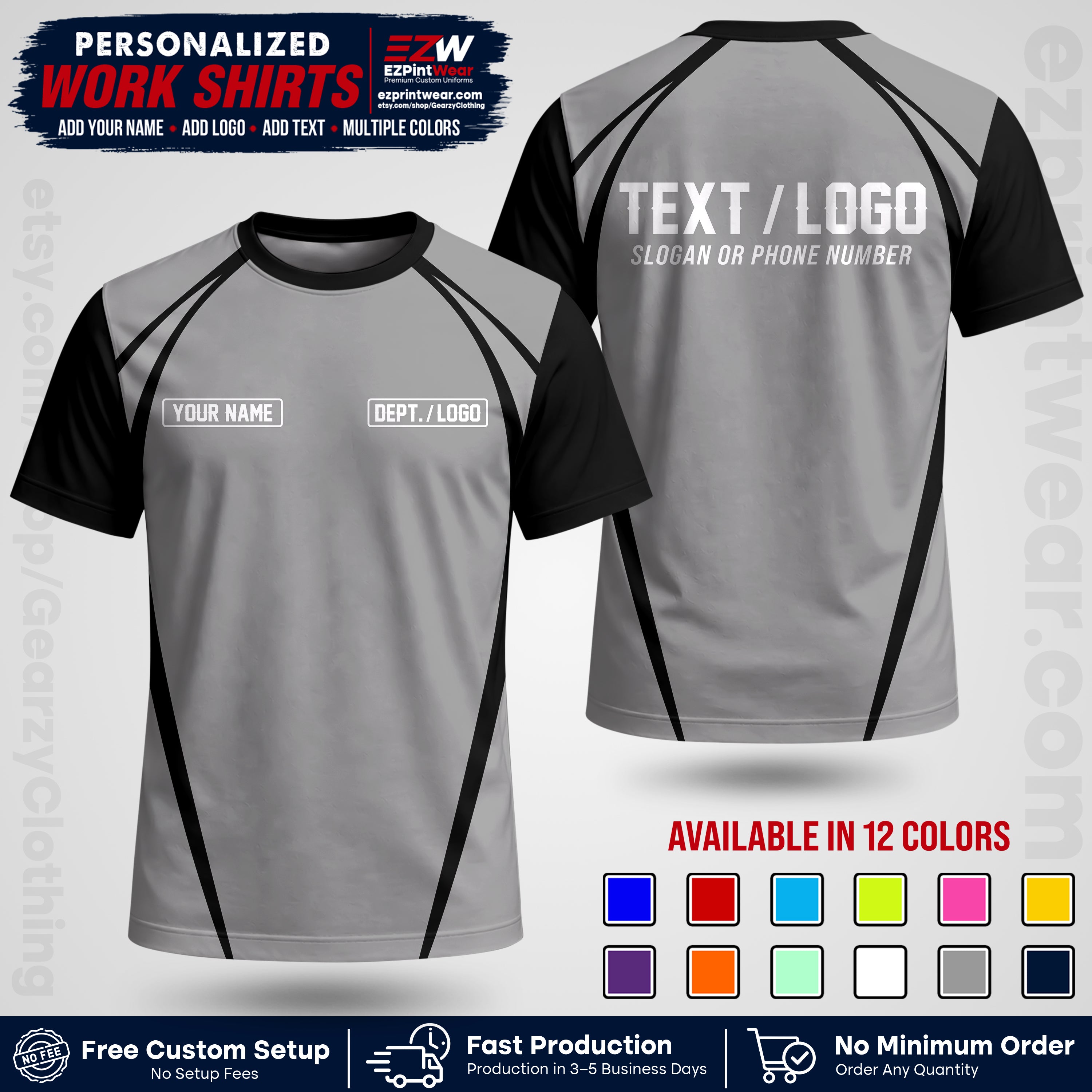 Custom All Over Print Work Uniform Shirt with Name, Logo & Text | Custom Hawaiian Shirt | Company Shirt | Employee Uniform UNF20