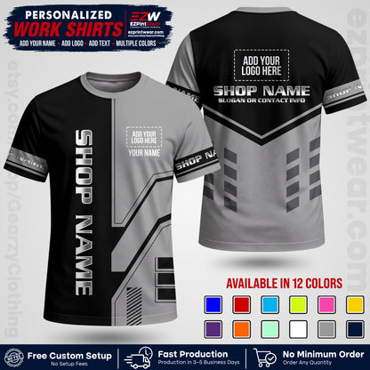 Custom All Over Print Work Uniform Shirt with Name, Logo & Text | Custom Hawaiian Shirt | Company Shirt | Employee Uniform UNF11