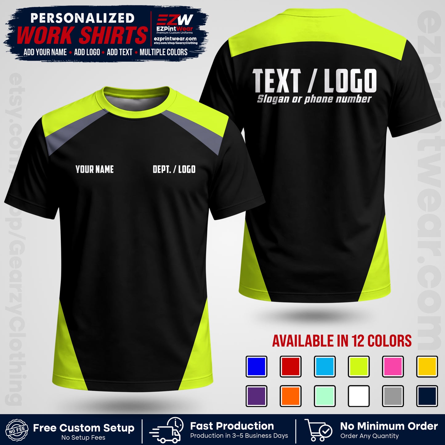 Custom All Over Print Work Uniform Shirt with Name, Logo & Text | Custom Hawaiian Shirt | Company Shirt | Employee Uniform UNF02