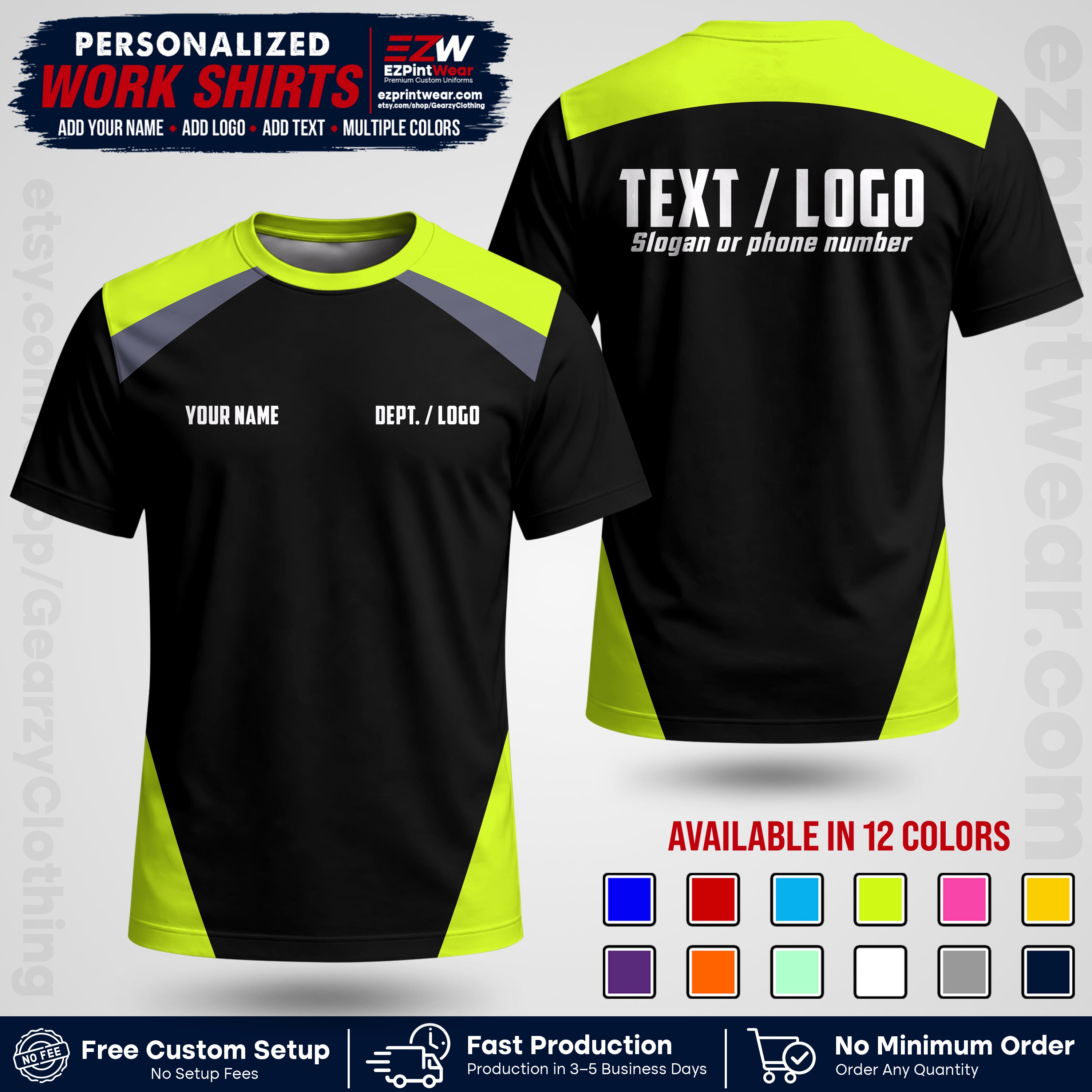 Custom All Over Print Work Uniform Shirt with Name, Logo & Text | Custom Hawaiian Shirt | Company Shirt | Employee Uniform UNF02