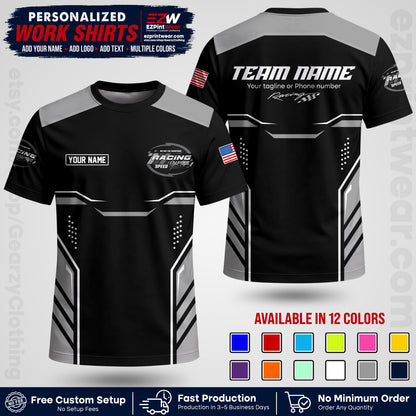 Custom Racing Shirt with Name, Logo & Text | Race Team Uniform | Crew Apparel RC10