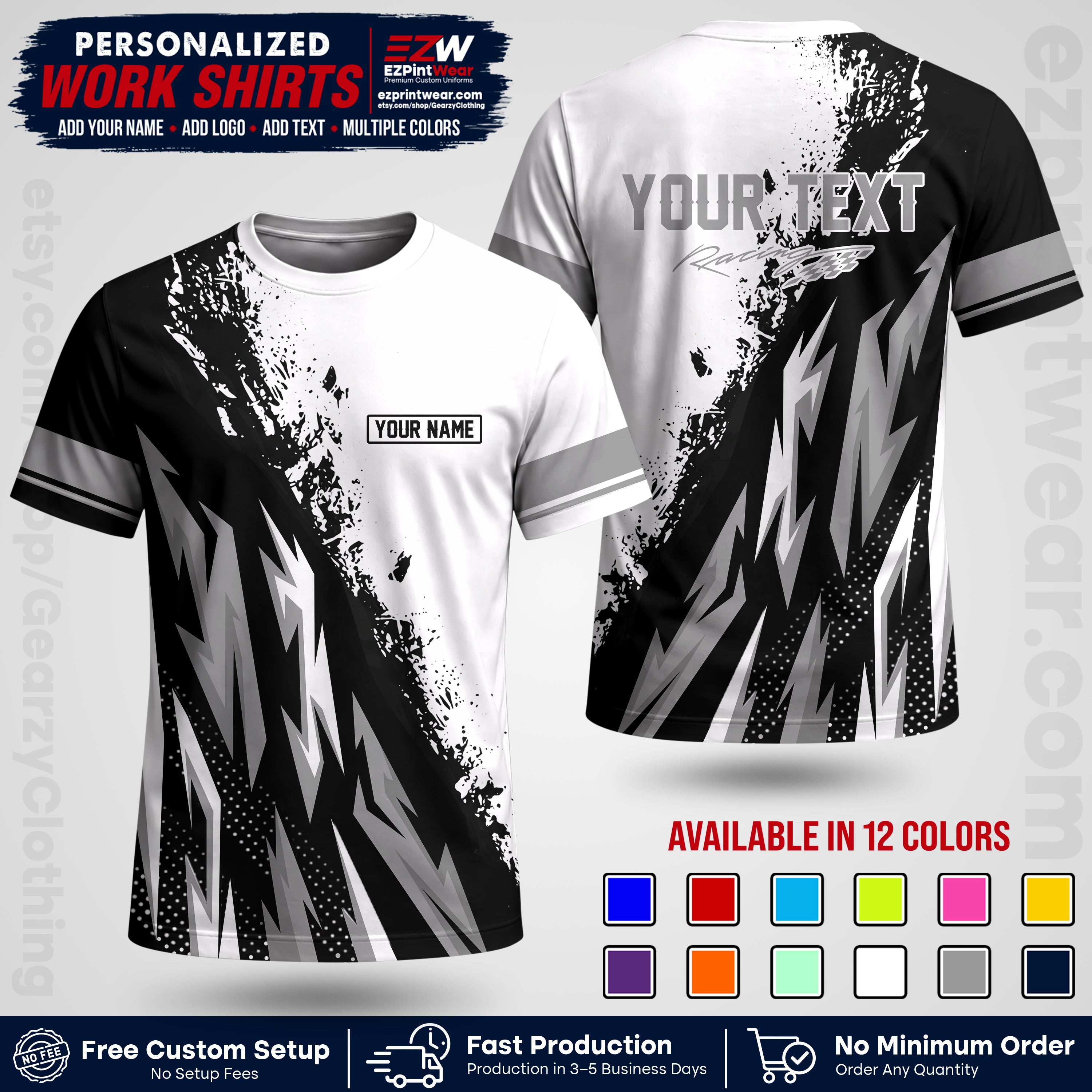 Custom Racing Shirt with Name, Logo & Text | Race Team Uniform | Crew Apparel RC08