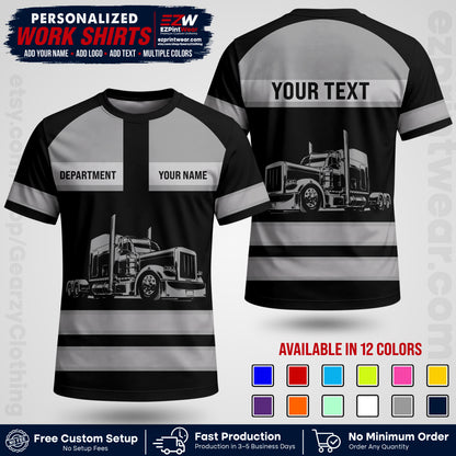 Personalized Truck Driver Workwear Uniform | Custom Safety Stripe Apparel | Non-Reflective Reflective Style Design TW02