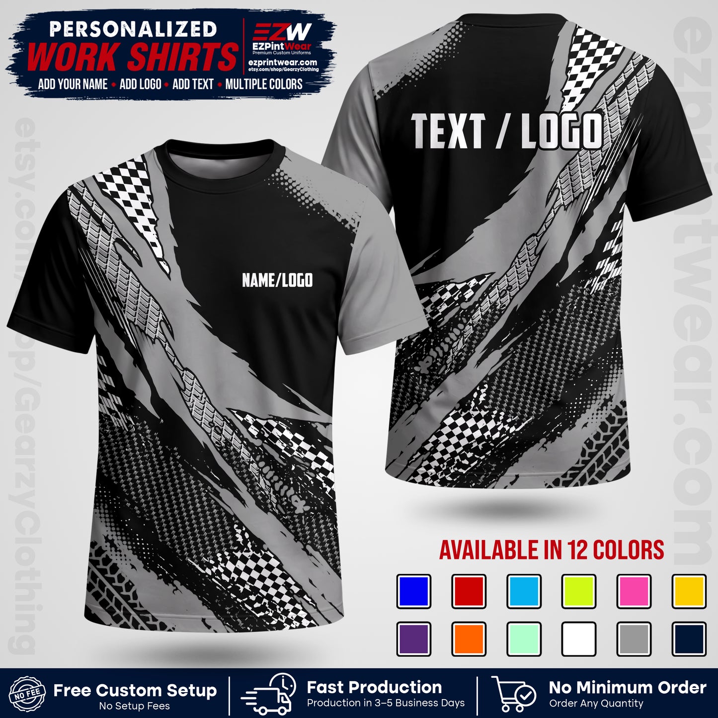 Custom Racing Shirt with Name, Logo & Text | Race Team Uniform | Crew Apparel RC05