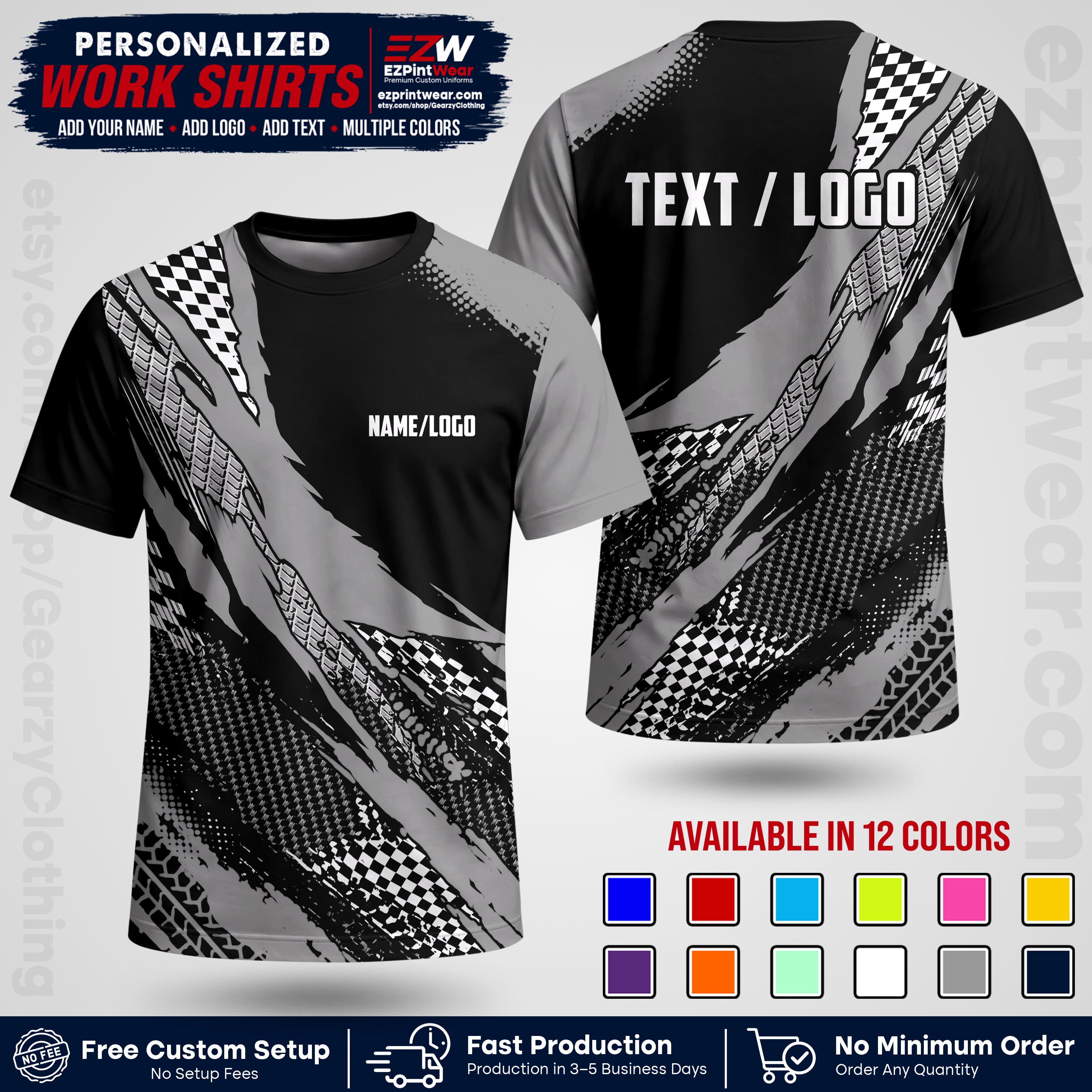 Custom Racing Shirt with Name, Logo & Text | Race Team Uniform | Crew Apparel RC05