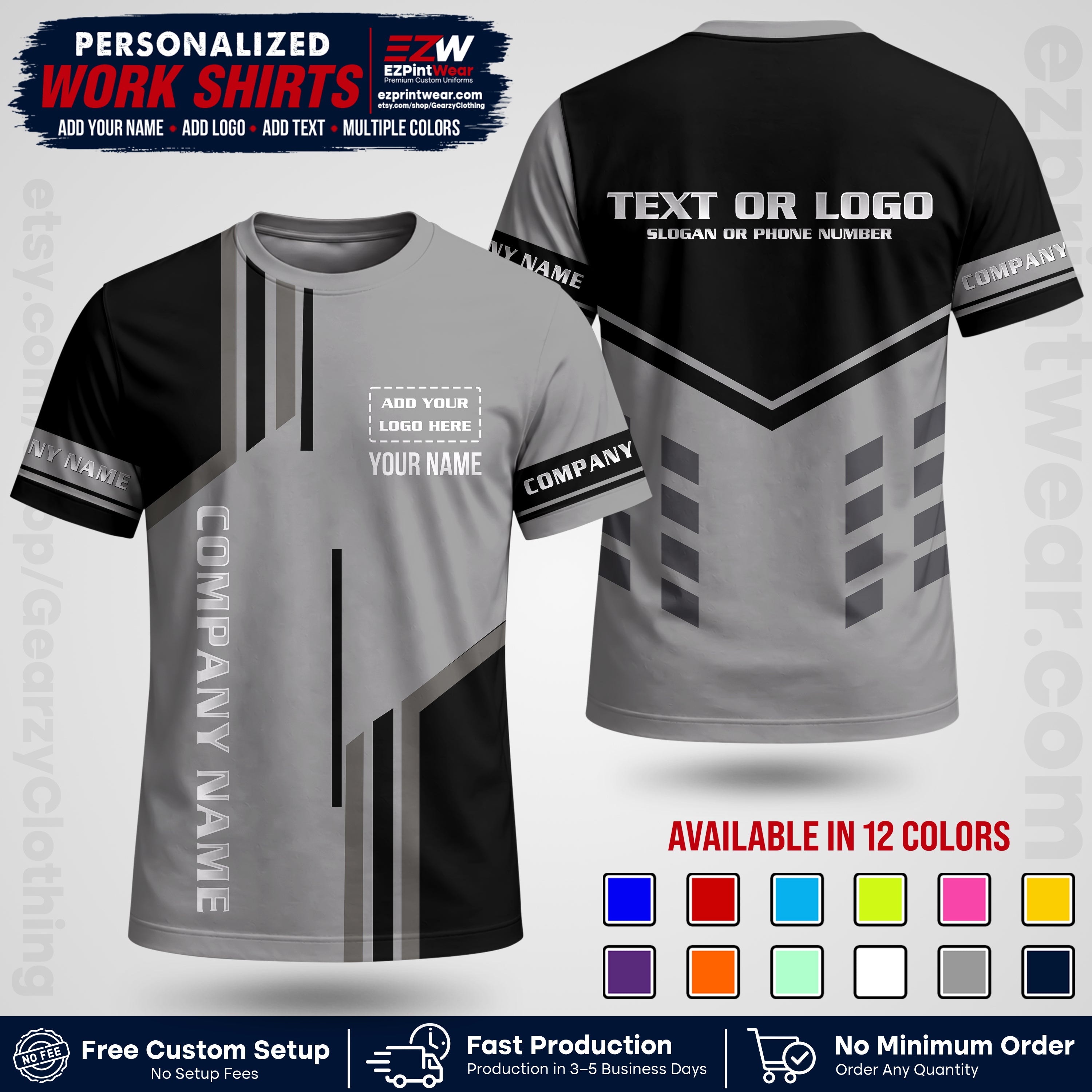 Custom All Over Print Work Uniform Shirt with Name, Logo & Text | Custom Hawaiian Shirt | Company Shirt | Employee Uniform UNF10