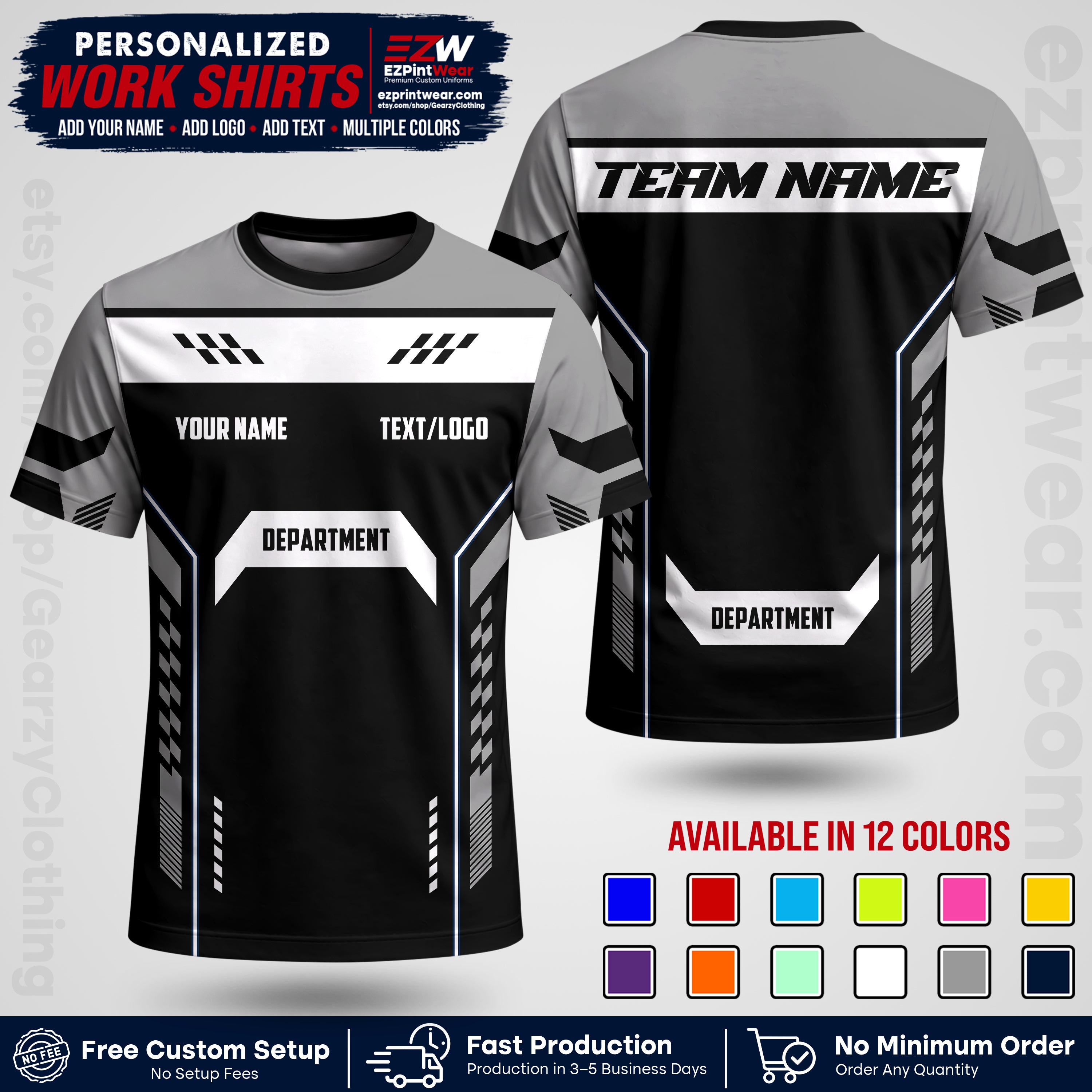 Custom All Over Print Work Uniform Shirt with Name, Logo & Text | Custom Hawaiian Shirt | Company Shirt | Employee Uniform UNF18