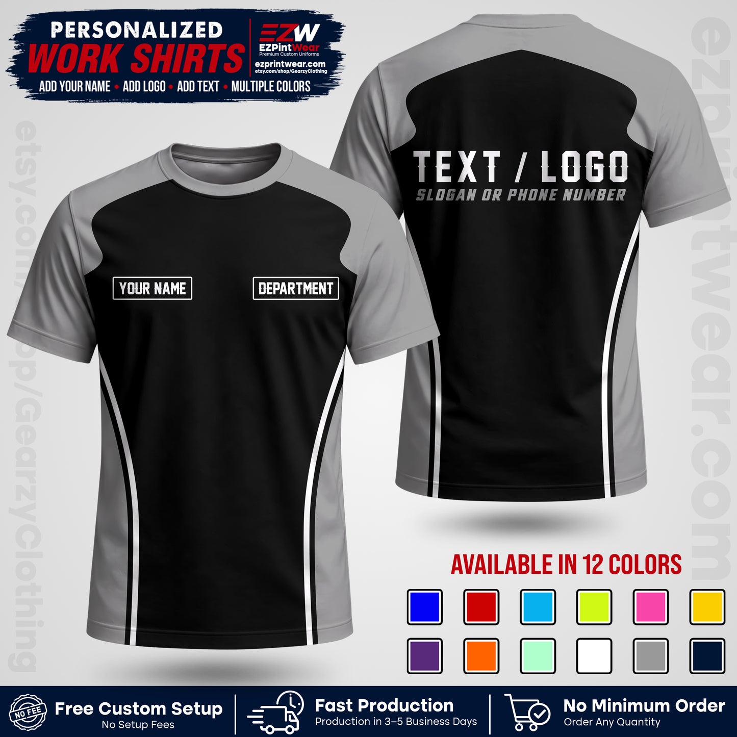 Custom All Over Print Work Uniform Shirt with Name, Logo & Text | Custom Hawaiian Shirt | Company Shirt | Employee Uniform UNF16