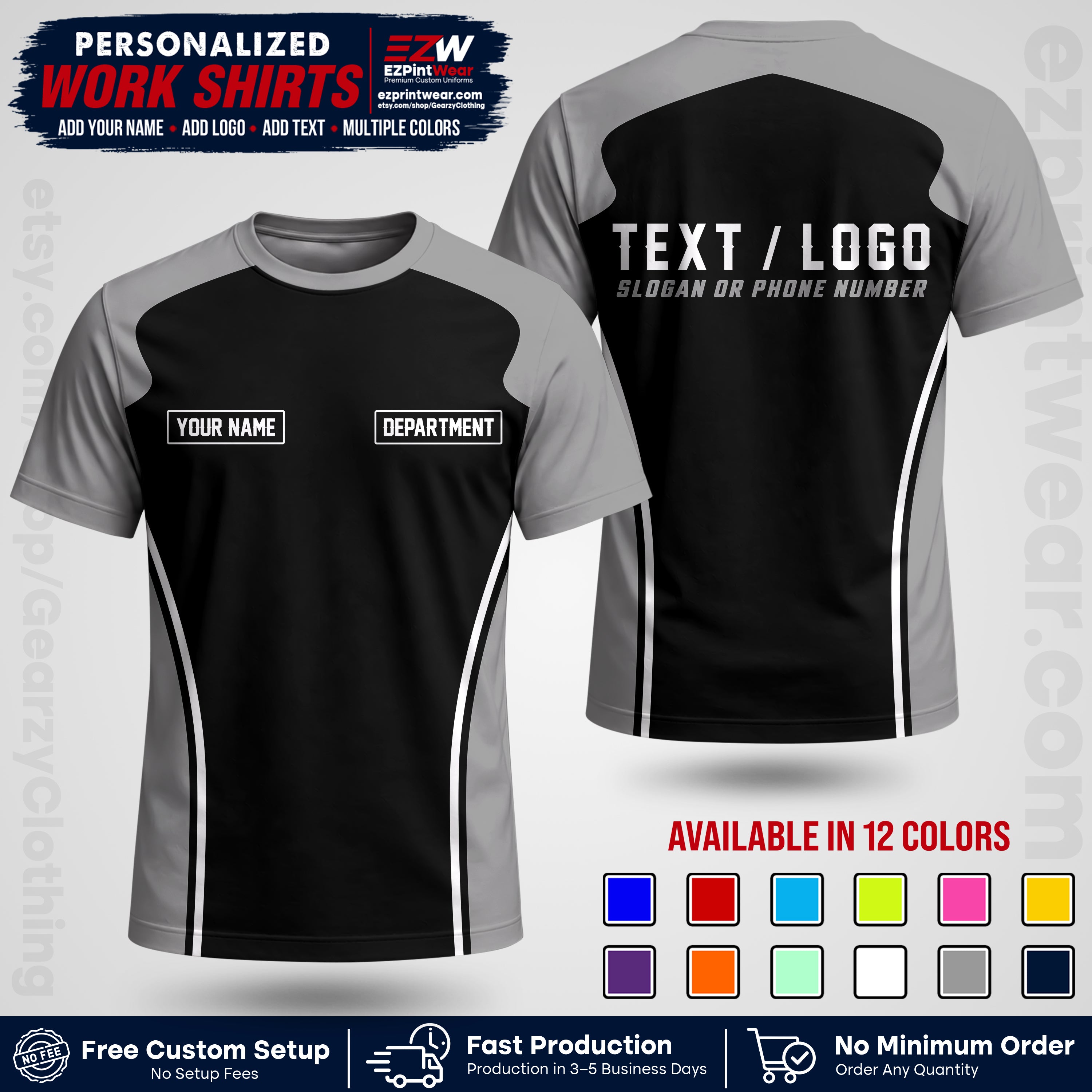 Custom All Over Print Work Uniform Shirt with Name, Logo & Text | Custom Hawaiian Shirt | Company Shirt | Employee Uniform UNF16