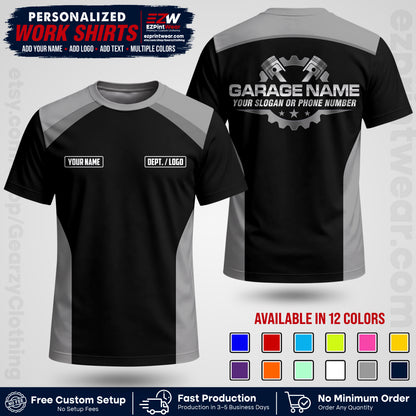 Custom Mechanic Work Shirt with Name, Logo & Text | Auto Shop Uniform | Workwear MCN 06