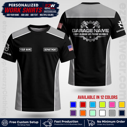 Custom Mechanic Work Shirt with Name, Logo & Text | Auto Shop Uniform | Workwear MCN 07