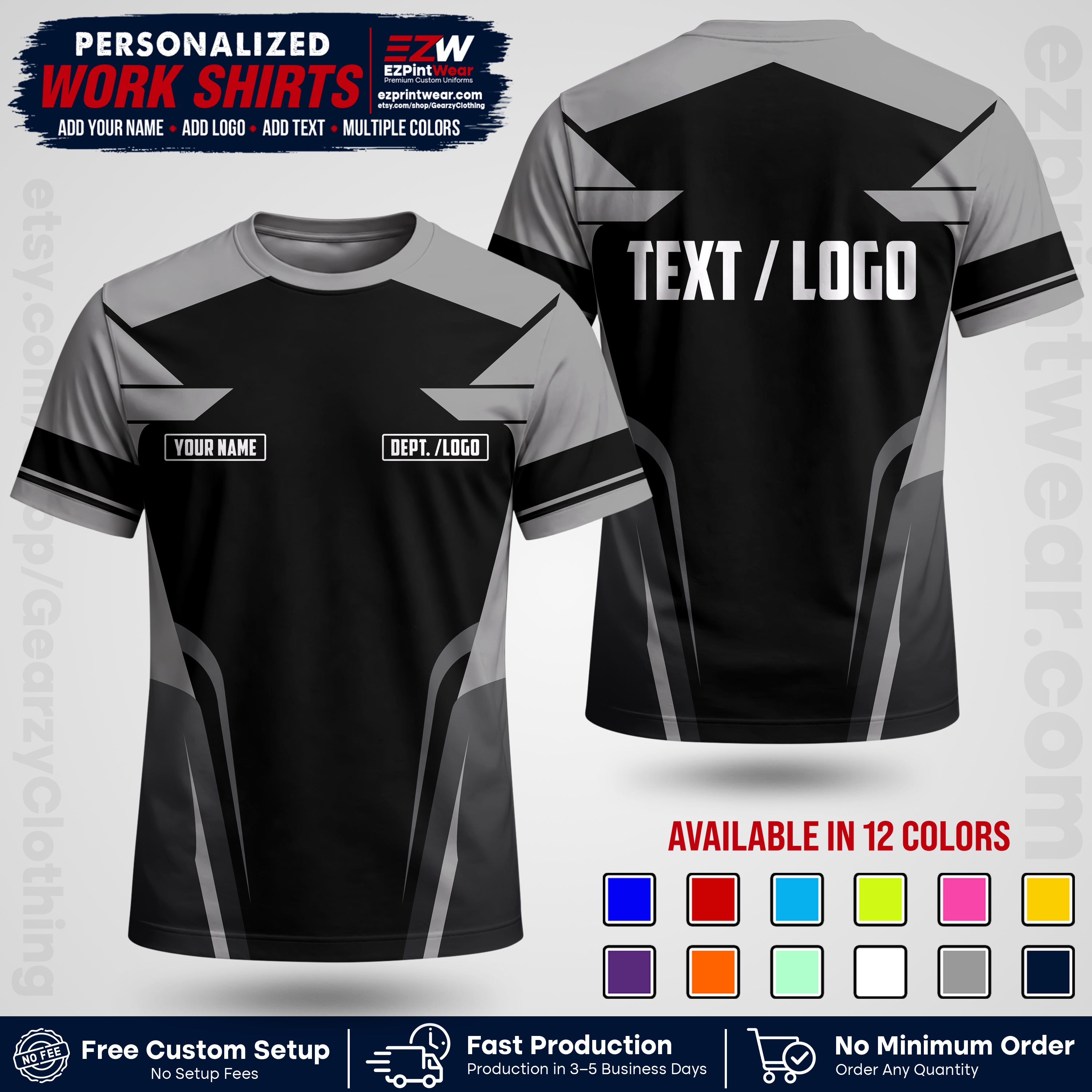 Custom All Over Print Work Uniform Shirt with Name, Logo & Text | Custom Hawaiian Shirt | Company Shirt | Employee Uniform UNF01