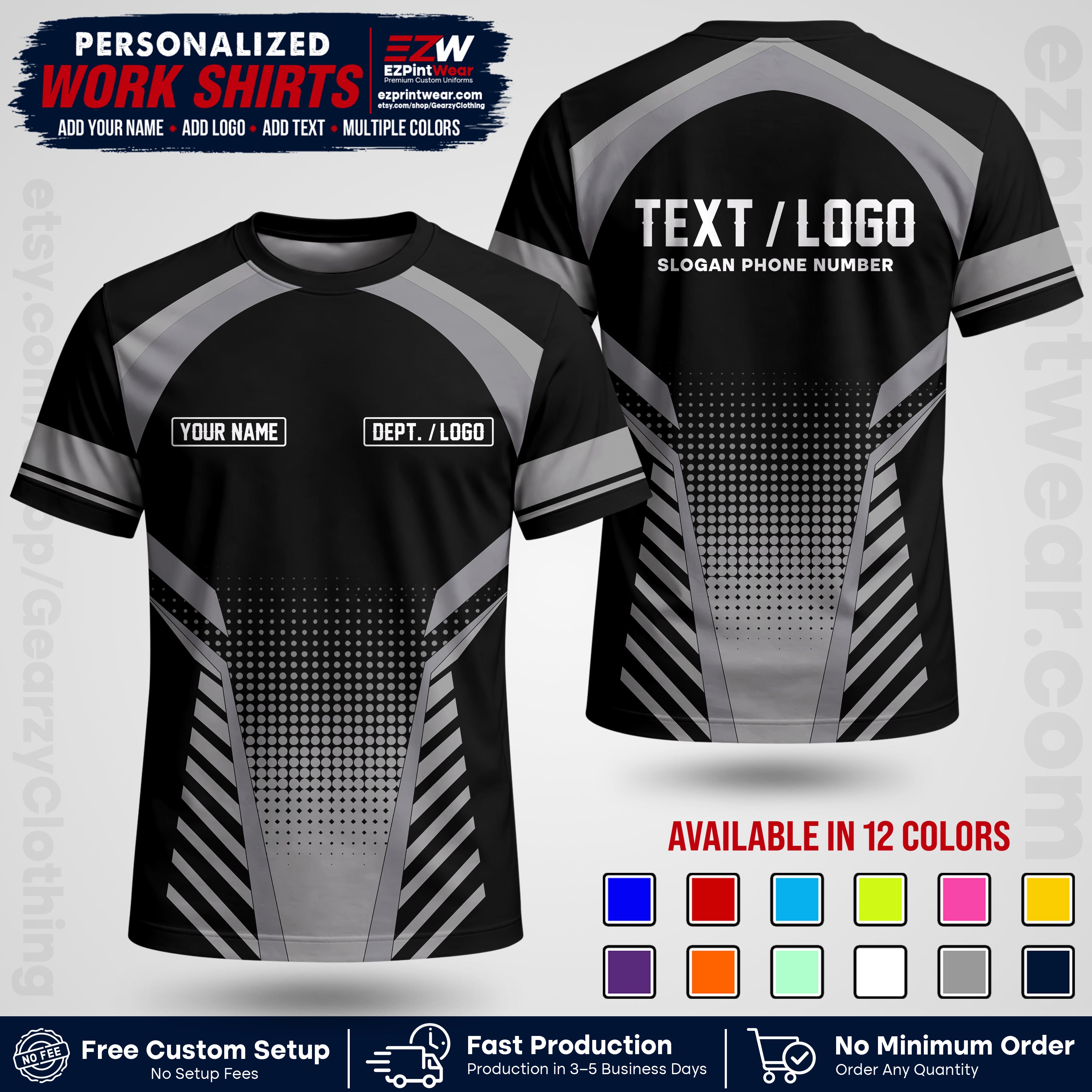 Custom All Over Print Work Uniform Shirt with Name, Logo & Text | Custom Hawaiian Shirt | Company Shirt | Employee Uniform UNF19