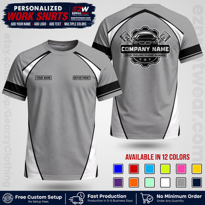 Custom Mechanic Work Shirt with Name, Logo & Text | Auto Shop Uniform | Workwear MCN 09