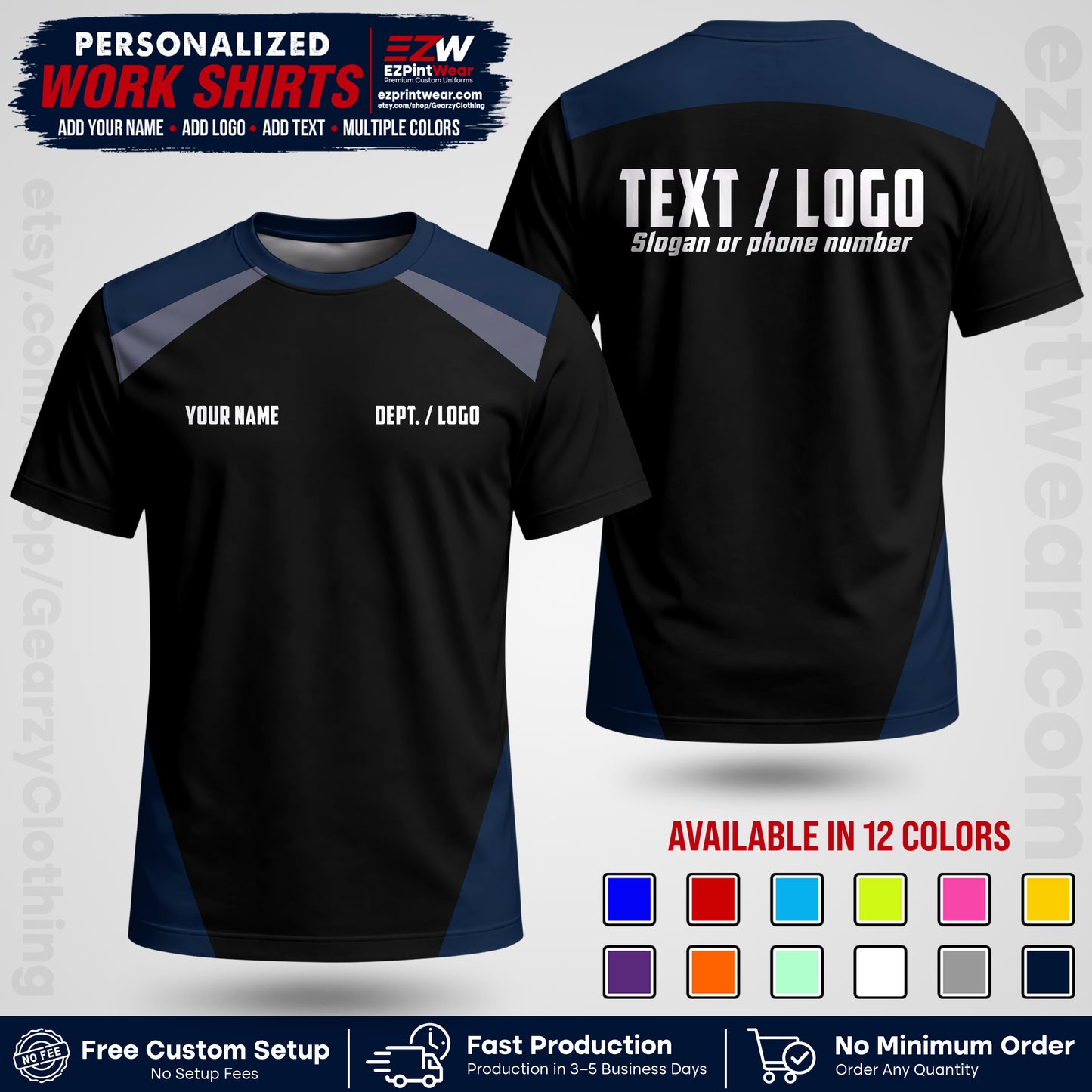 Custom All Over Print Work Uniform Shirt with Name, Logo & Text | Custom Hawaiian Shirt | Company Shirt | Employee Uniform UNF02