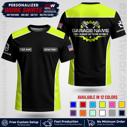 Custom Mechanic Work Shirt with Name, Logo & Text | Auto Shop Uniform | Workwear MCN 07