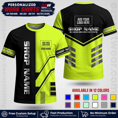 Custom All Over Print Work Uniform Shirt with Name, Logo & Text | Custom Hawaiian Shirt | Company Shirt | Employee Uniform UNF11