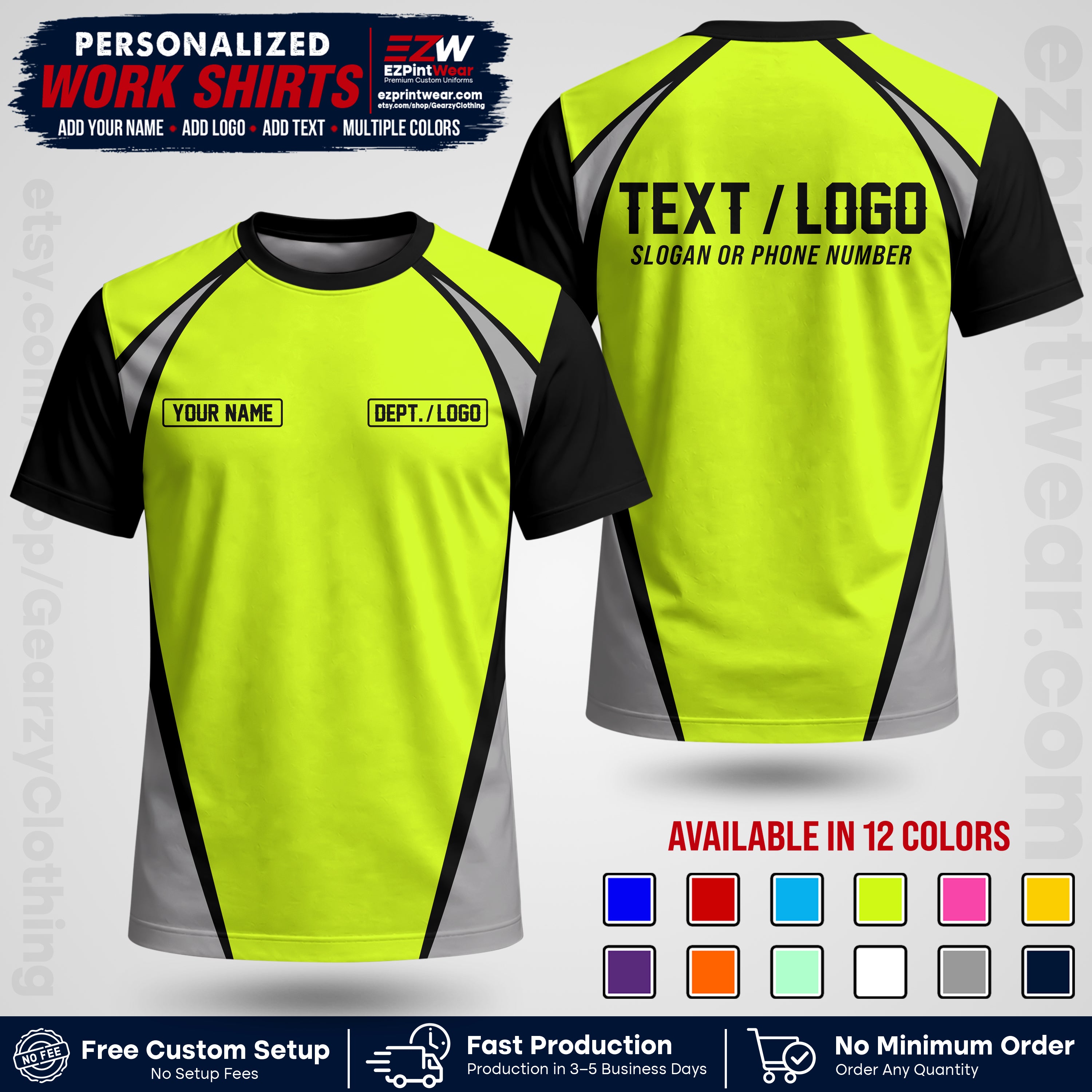 Custom All Over Print Work Uniform Shirt with Name, Logo & Text | Custom Hawaiian Shirt | Company Shirt | Employee Uniform UNF20