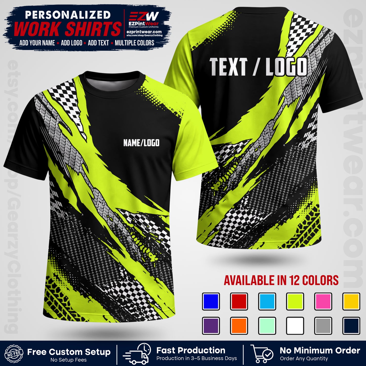 Custom Racing Shirt with Name, Logo & Text | Race Team Uniform | Crew Apparel RC05