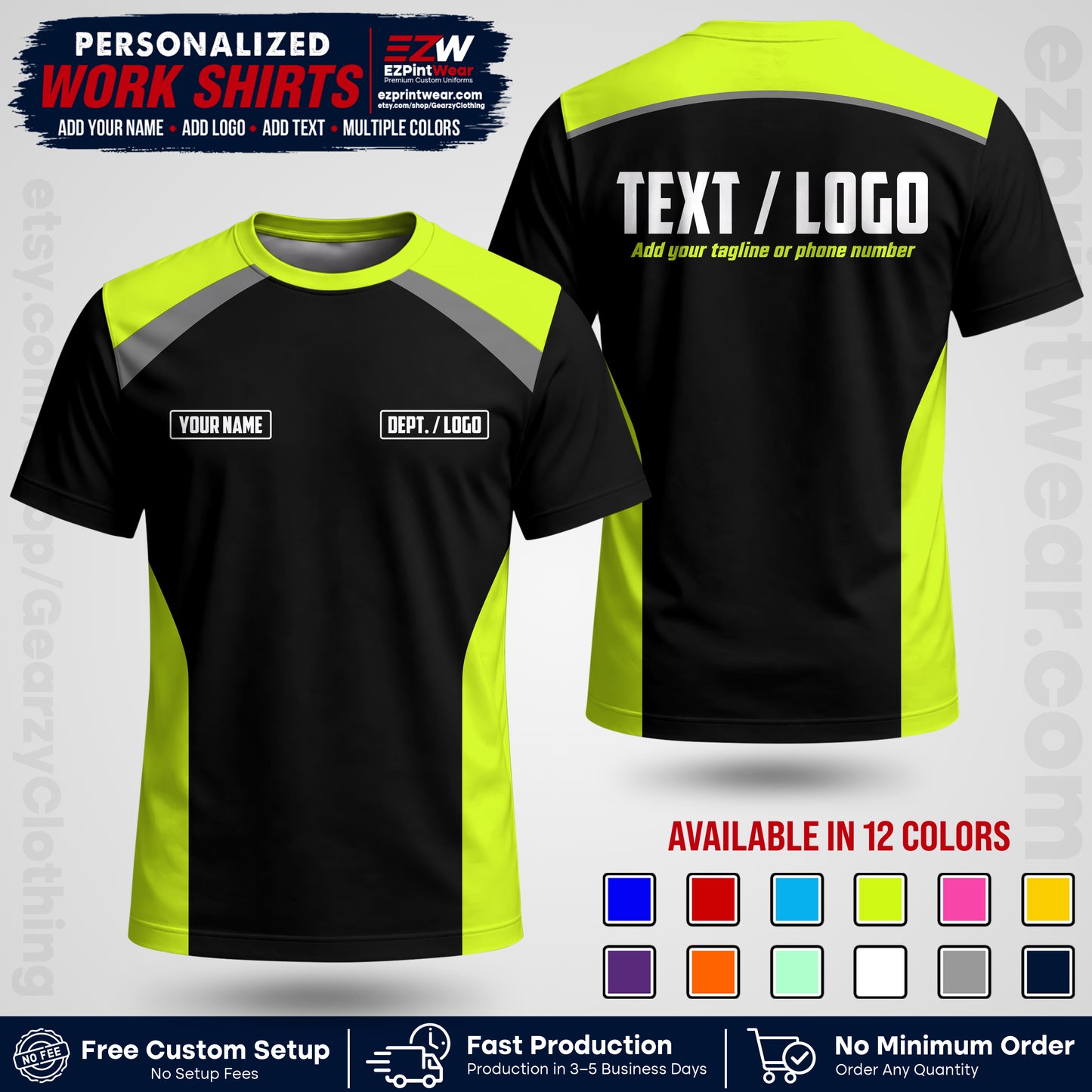 Custom All Over Print Work Uniform Shirt with Name, Logo & Text | Custom Hawaiian Shirt | Company Shirt | Employee Uniform UNF04