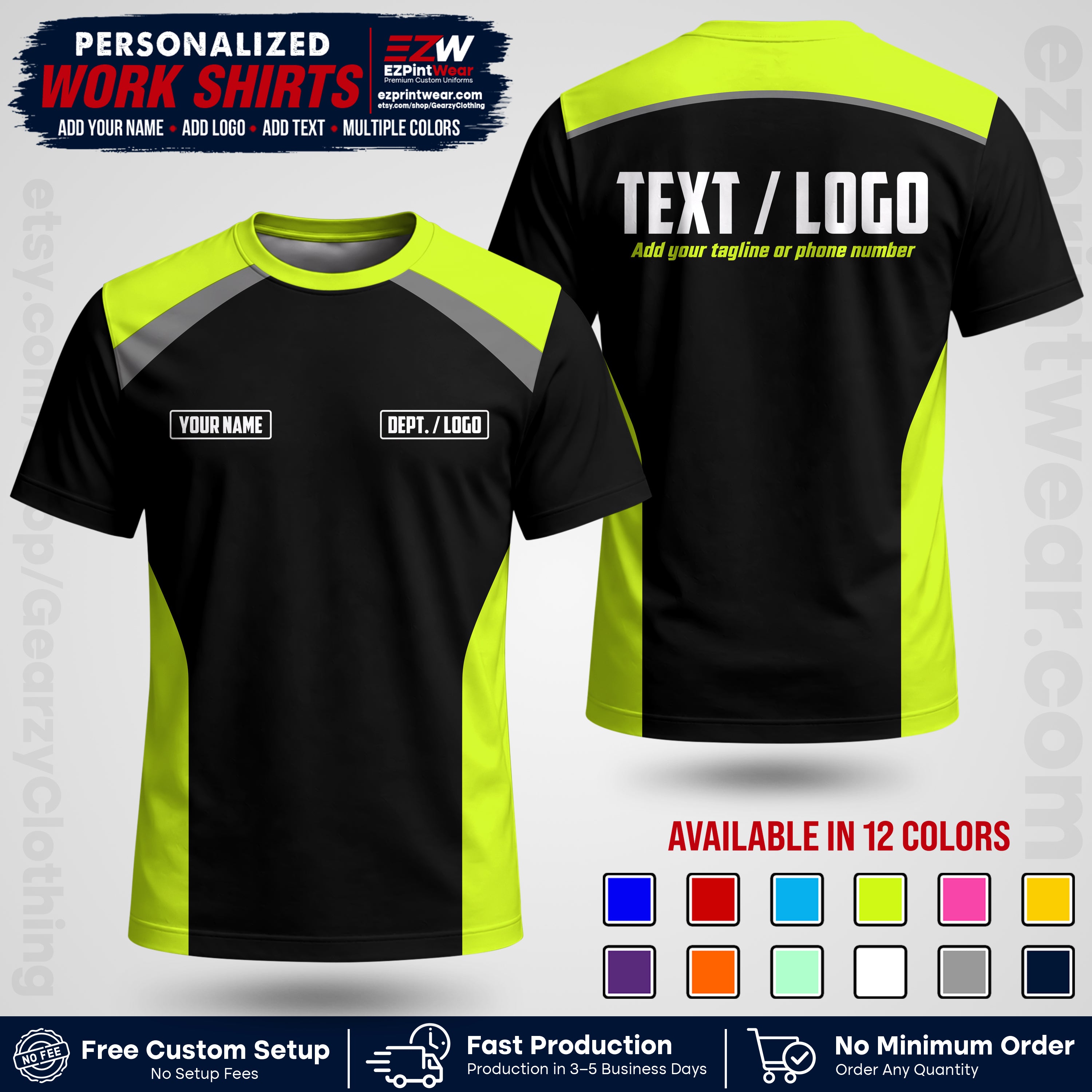 Custom All Over Print Work Uniform Shirt with Name, Logo & Text | Custom Hawaiian Shirt | Company Shirt | Employee Uniform UNF04