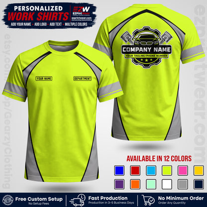 Custom Mechanic Work Shirt with Name, Logo & Text | Auto Shop Uniform | Workwear MCN 09