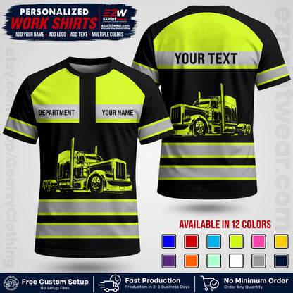 Personalized Truck Driver Workwear Uniform | Custom Safety Stripe Apparel | Non-Reflective Reflective Style Design TW02