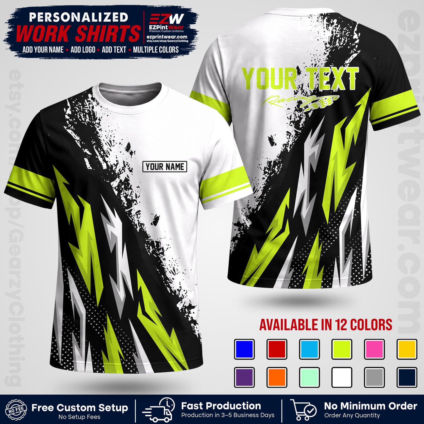 Custom Racing Shirt with Name, Logo & Text | Race Team Uniform | Crew Apparel RC08