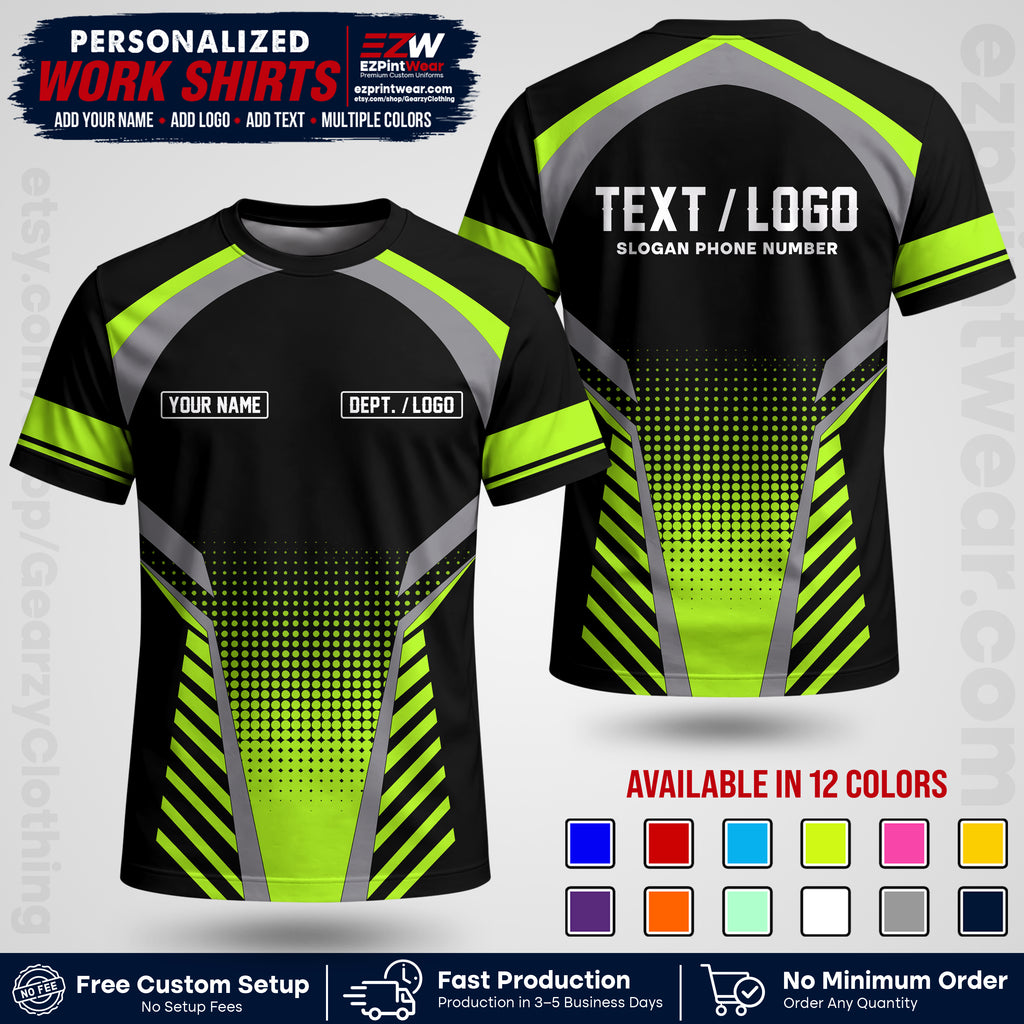 Custom All Over Print Work Uniform Shirt with Name, Logo & Text | Custom Hawaiian Shirt | Company Shirt | Employee Uniform UNF19
