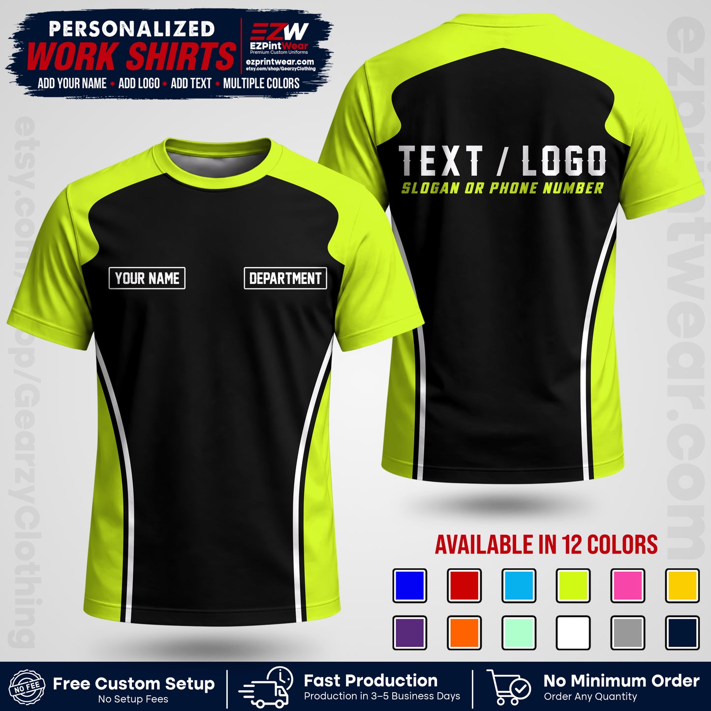 Custom All Over Print Work Uniform Shirt with Name, Logo & Text | Custom Hawaiian Shirt | Company Shirt | Employee Uniform UNF16