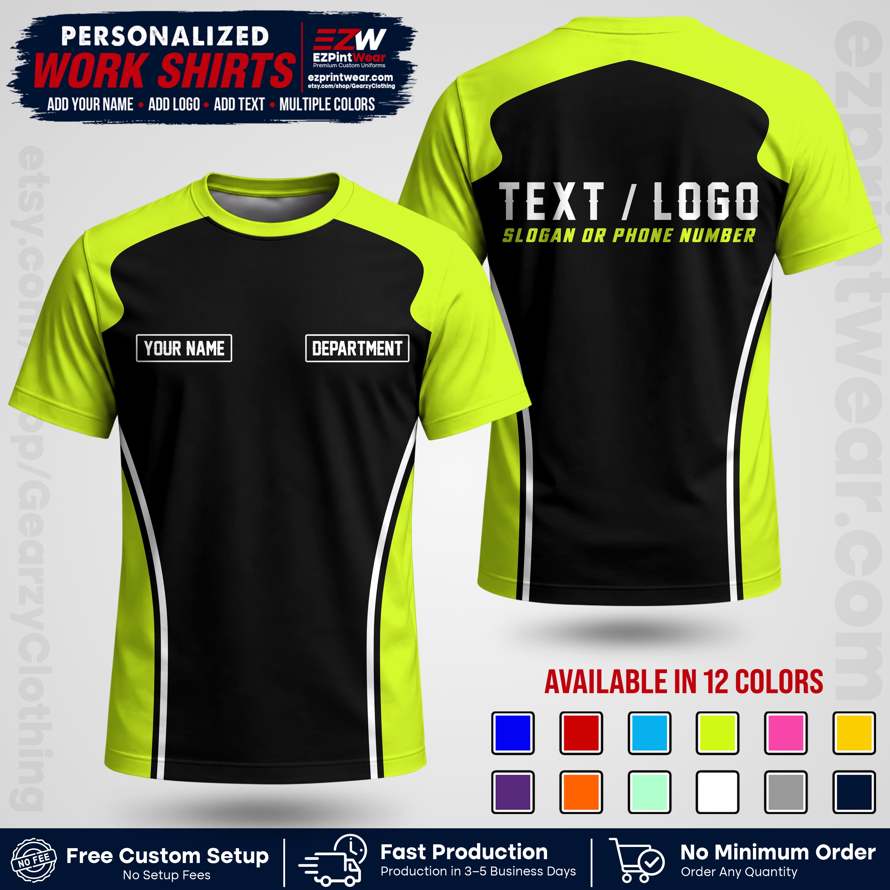 Custom All Over Print Work Uniform Shirt with Name, Logo & Text | Custom Hawaiian Shirt | Company Shirt | Employee Uniform UNF16