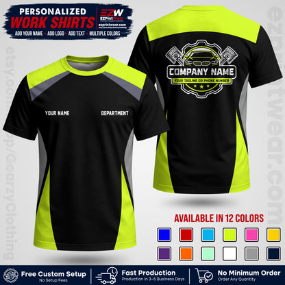 Custom Mechanic Work Shirt with Name, Logo & Text | Auto Shop Uniform | Workwear MCN 08