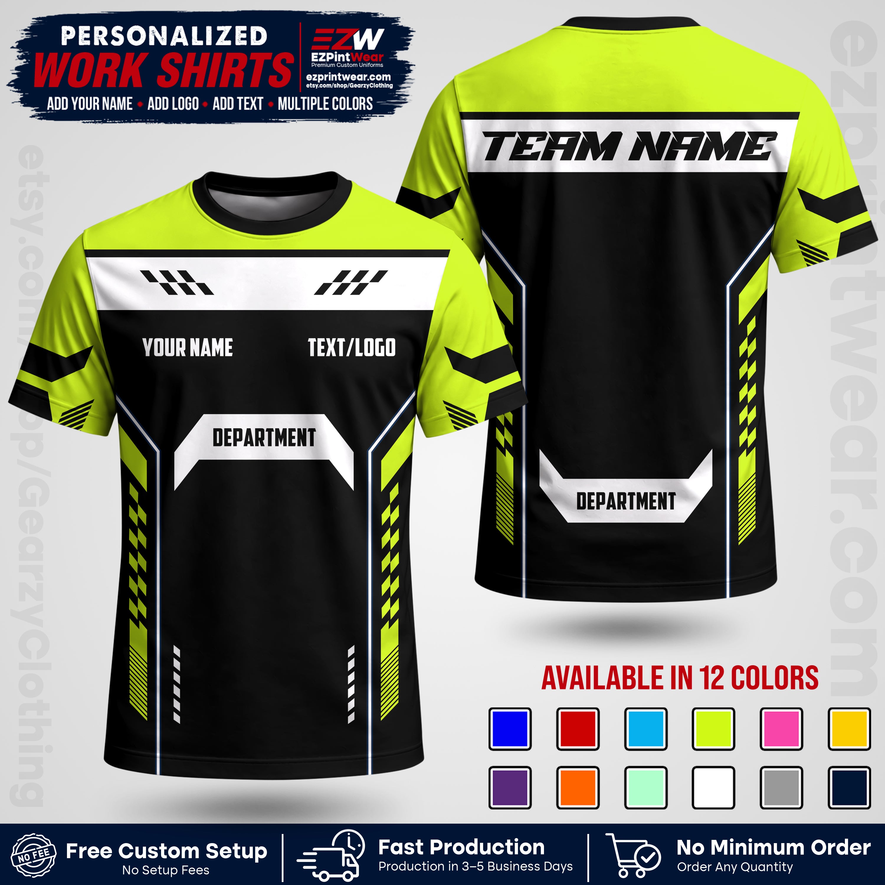 Custom All Over Print Work Uniform Shirt with Name, Logo & Text | Custom Hawaiian Shirt | Company Shirt | Employee Uniform UNF18