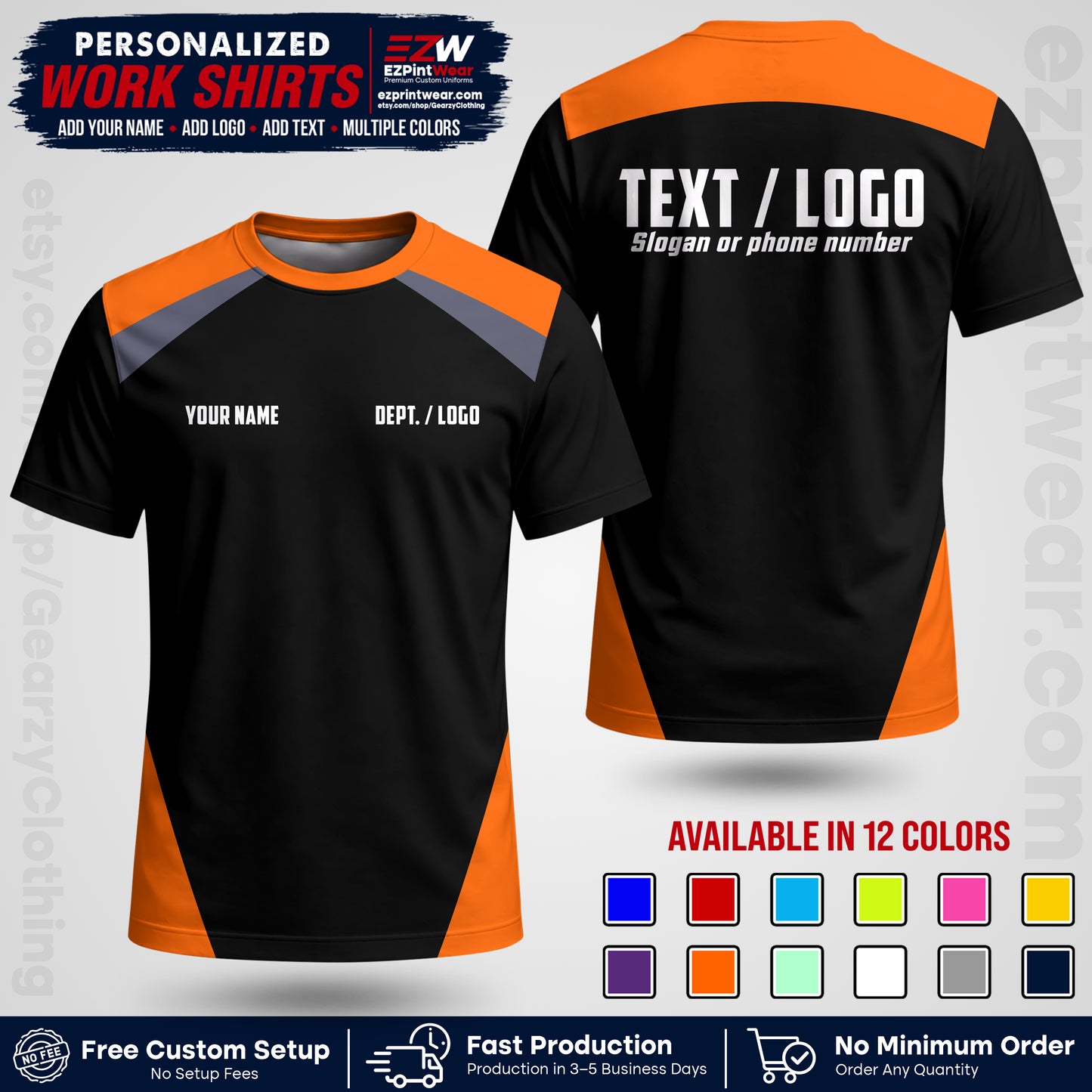 Custom All Over Print Work Uniform Shirt with Name, Logo & Text | Custom Hawaiian Shirt | Company Shirt | Employee Uniform UNF02