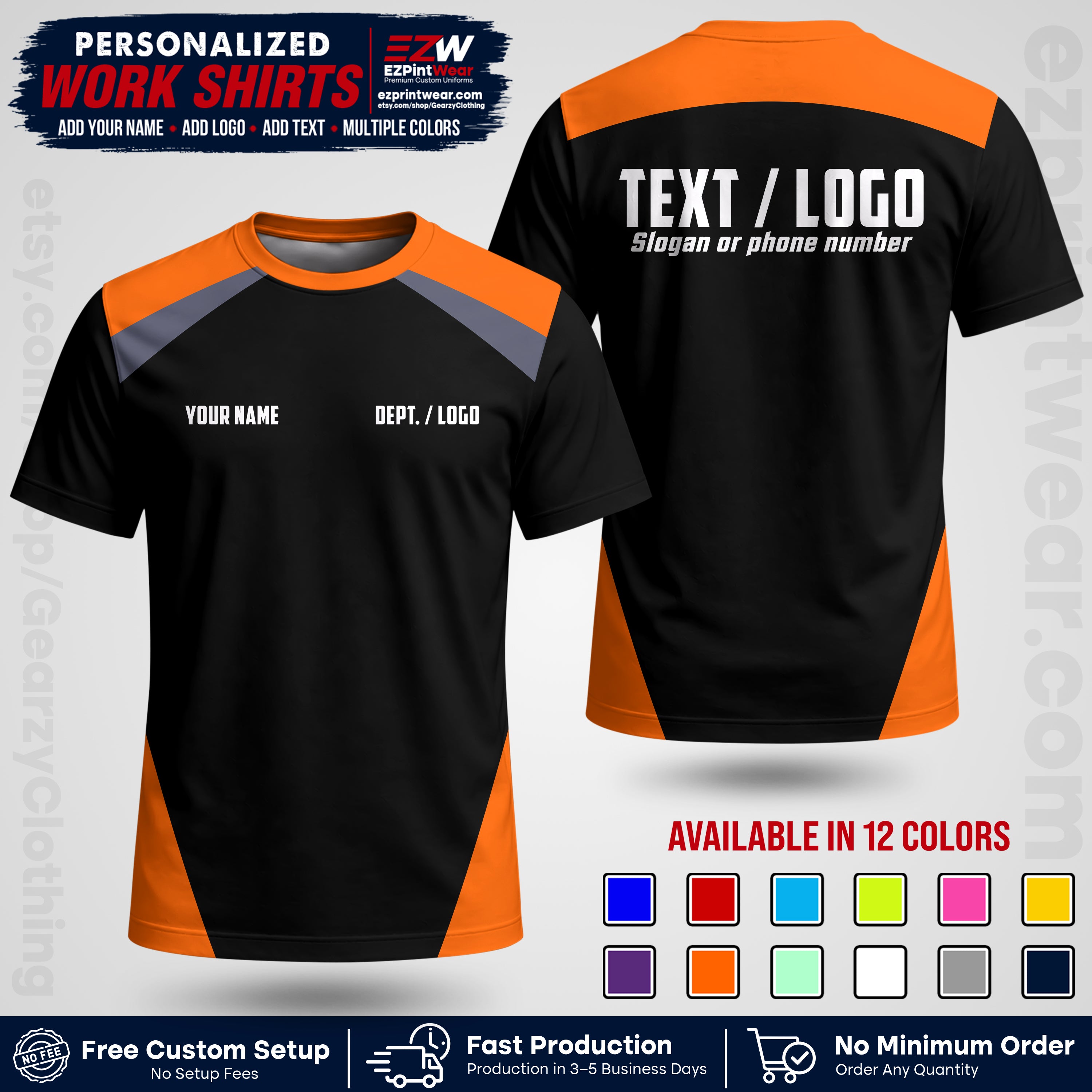 Custom All Over Print Work Uniform Shirt with Name, Logo & Text | Custom Hawaiian Shirt | Company Shirt | Employee Uniform UNF02