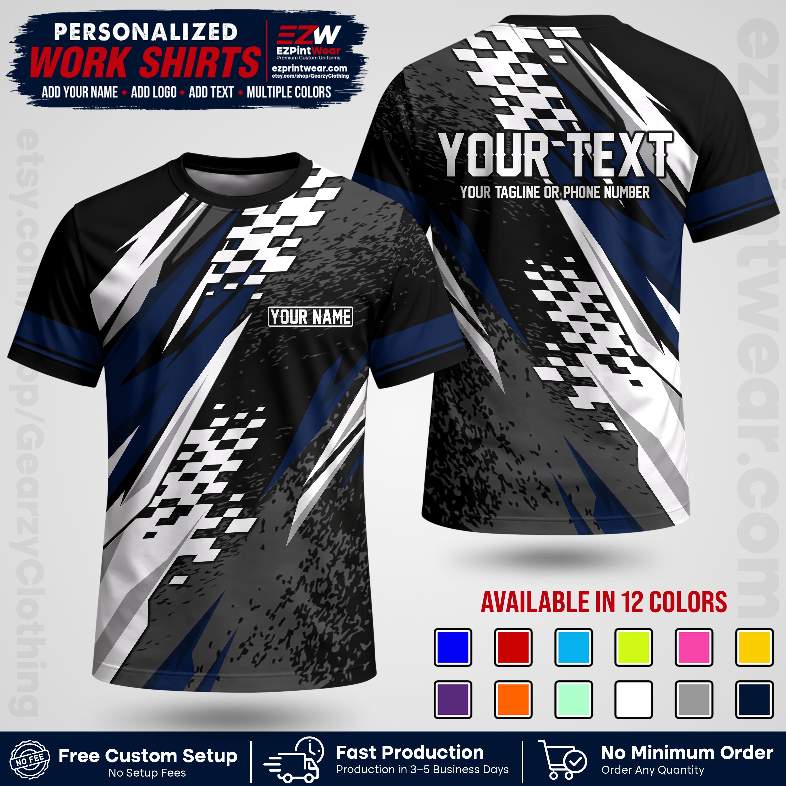 Custom Racing Shirt with Name, Logo & Text | Race Team Uniform | Crew Apparel RC03