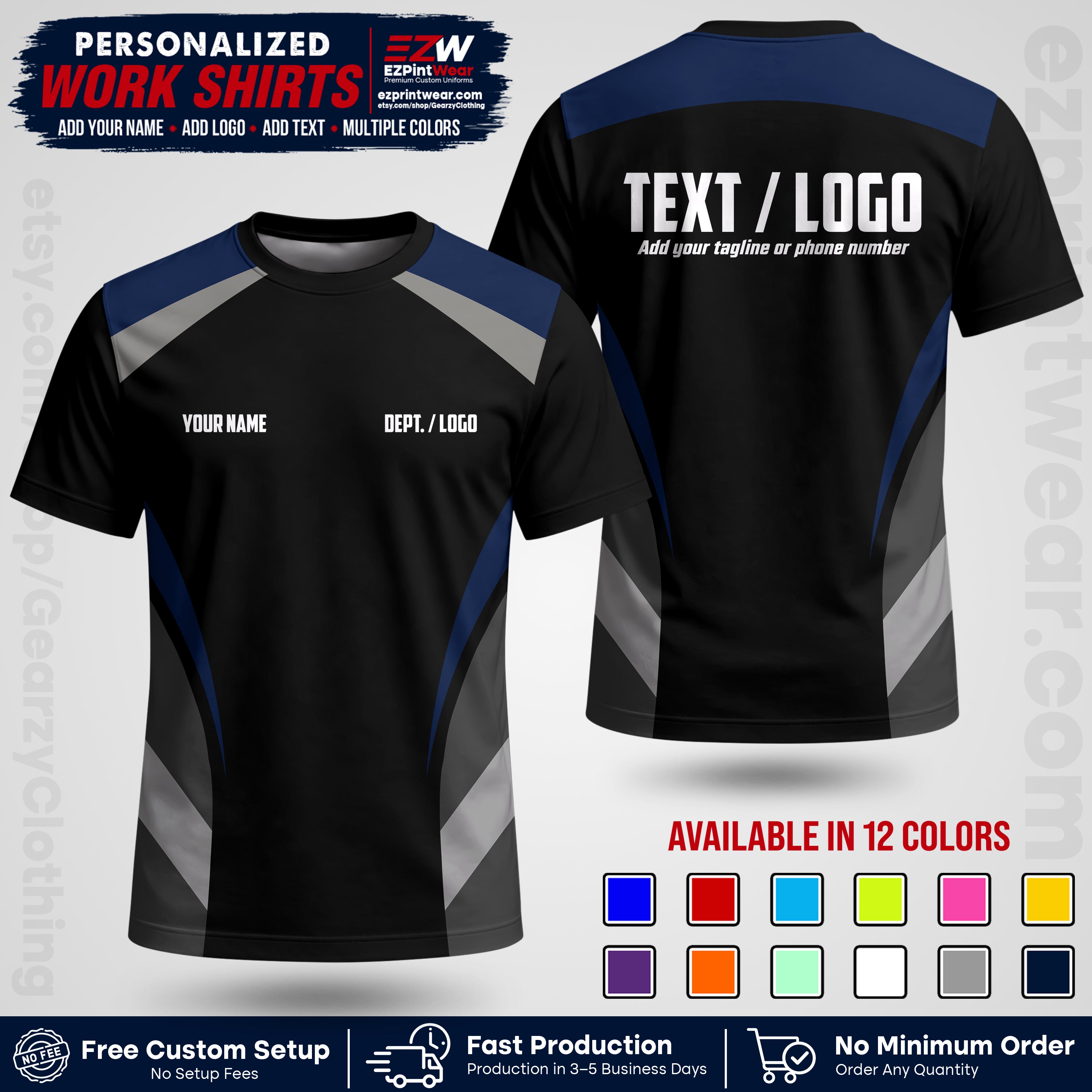 Custom All Over Print Work Uniform Shirt with Name, Logo & Text | Custom Hawaiian Shirt | Company Shirt | Employee Uniform UNF03