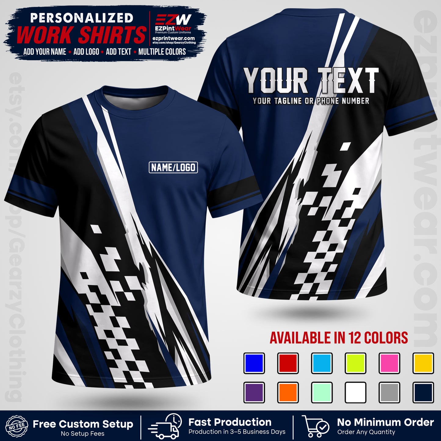 Custom Racing Shirt with Name, Logo & Text | Race Team Uniform | Crew Apparel RC04