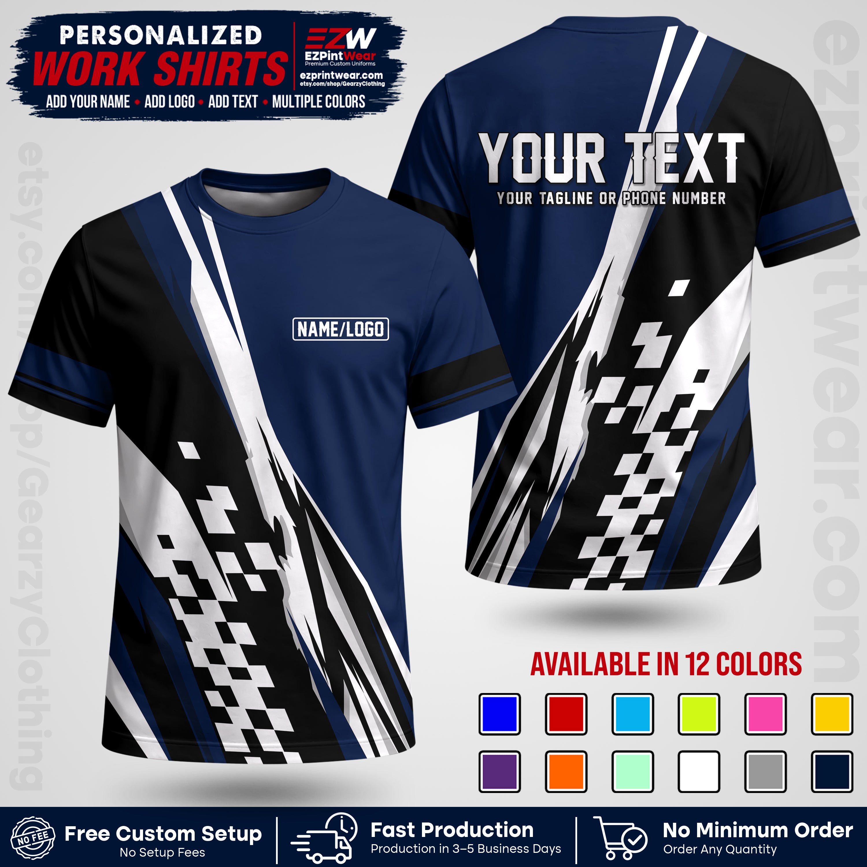 Custom Racing Shirt with Name, Logo & Text | Race Team Uniform | Crew Apparel RC04