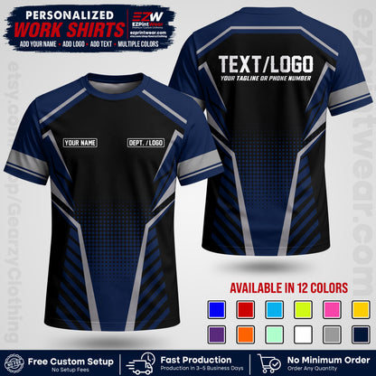 Custom All Over Print Work Uniform Shirt with Name, Logo & Text | Custom Hawaiian Shirt | Company Shirt | Employee Uniform UNF14