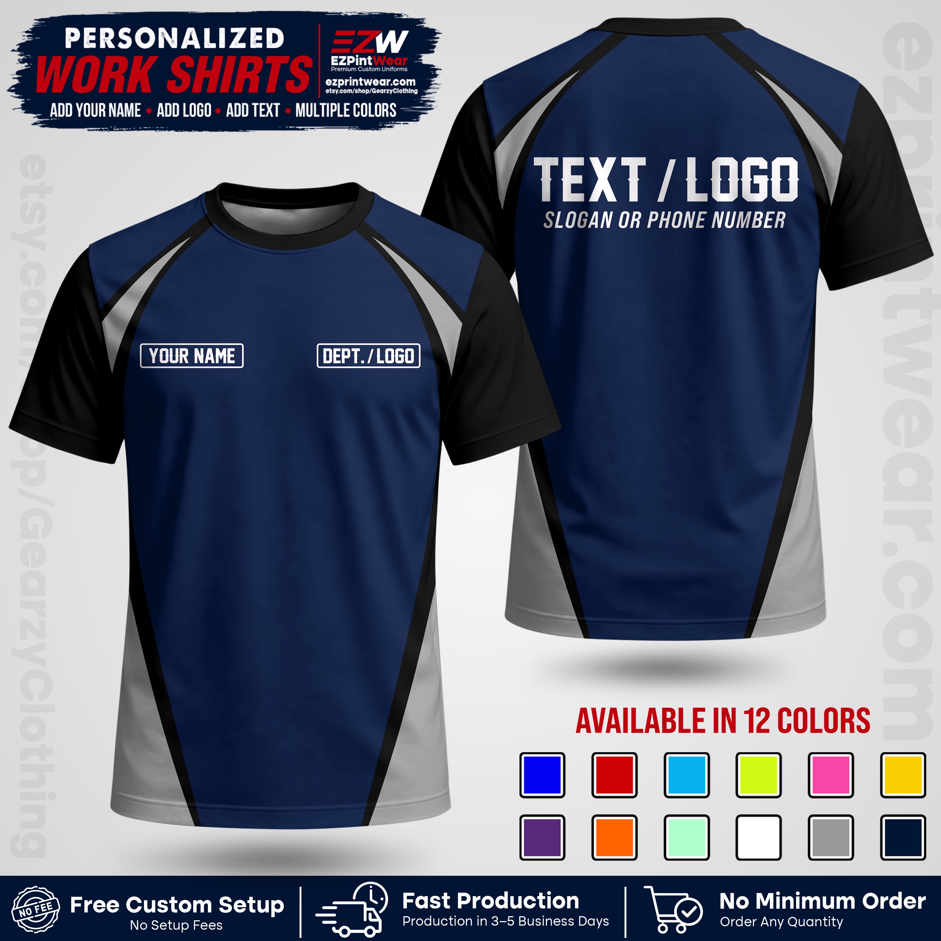 Custom All Over Print Work Uniform Shirt with Name, Logo & Text | Custom Hawaiian Shirt | Company Shirt | Employee Uniform UNF20