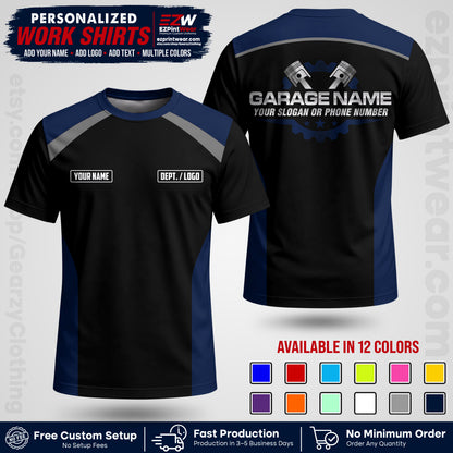 Custom Mechanic Work Shirt with Name, Logo & Text | Auto Shop Uniform | Workwear MCN 06