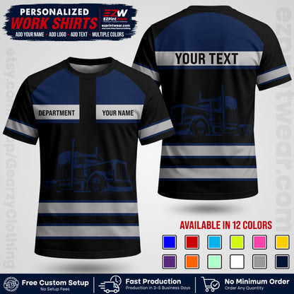 Personalized Truck Driver Workwear Uniform | Custom Safety Stripe Apparel | Non-Reflective Reflective Style Design TW02