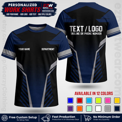 Custom All Over Print Work Uniform Shirt with Name, Logo & Text | Custom Hawaiian Shirt | Company Shirt | Employee Uniform UNF06