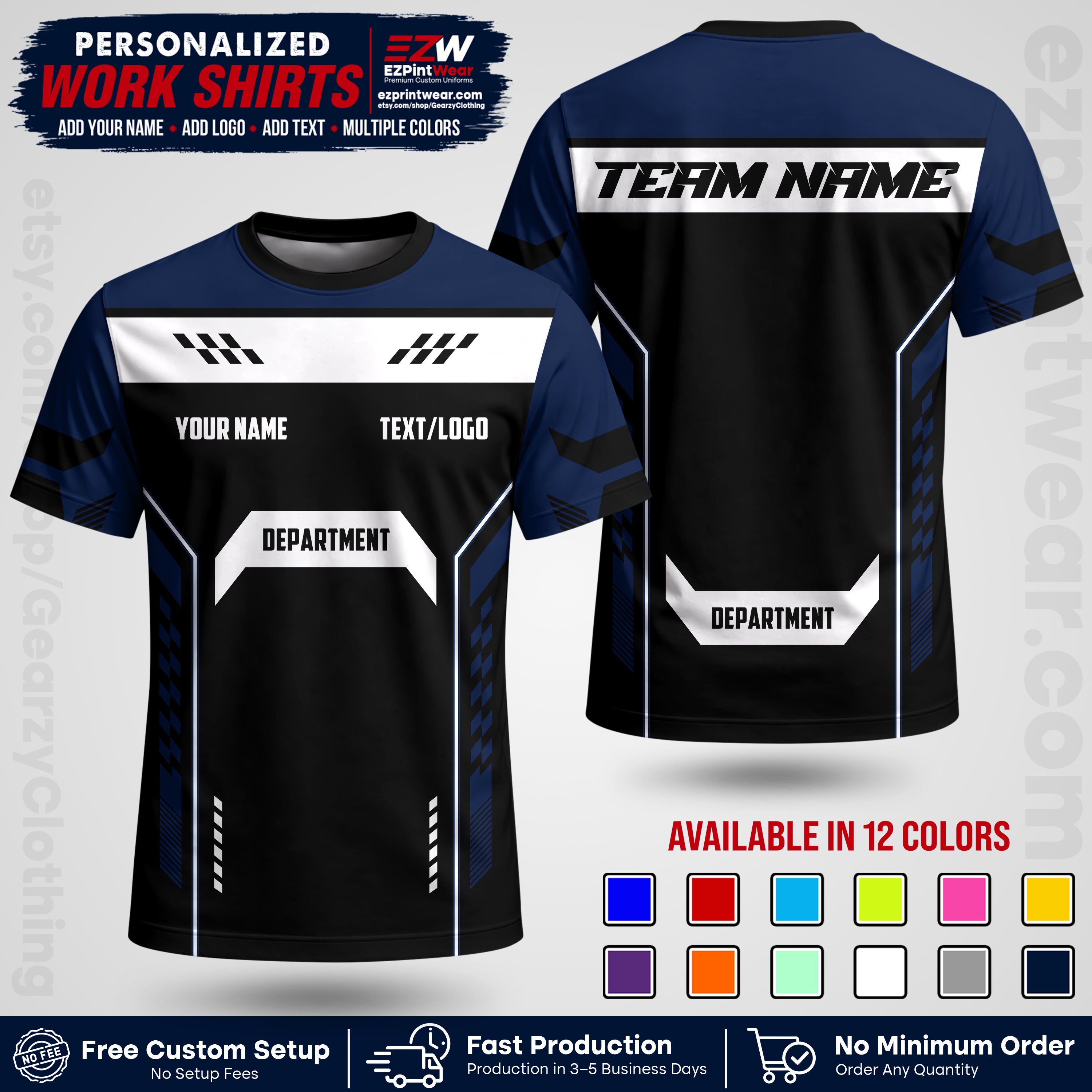 Custom All Over Print Work Uniform Shirt with Name, Logo & Text | Custom Hawaiian Shirt | Company Shirt | Employee Uniform UNF18