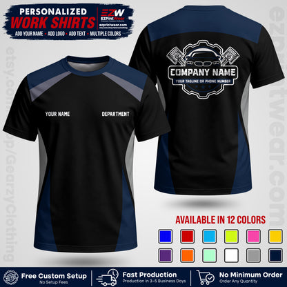Custom Mechanic Work Shirt with Name, Logo & Text | Auto Shop Uniform | Workwear MCN 08