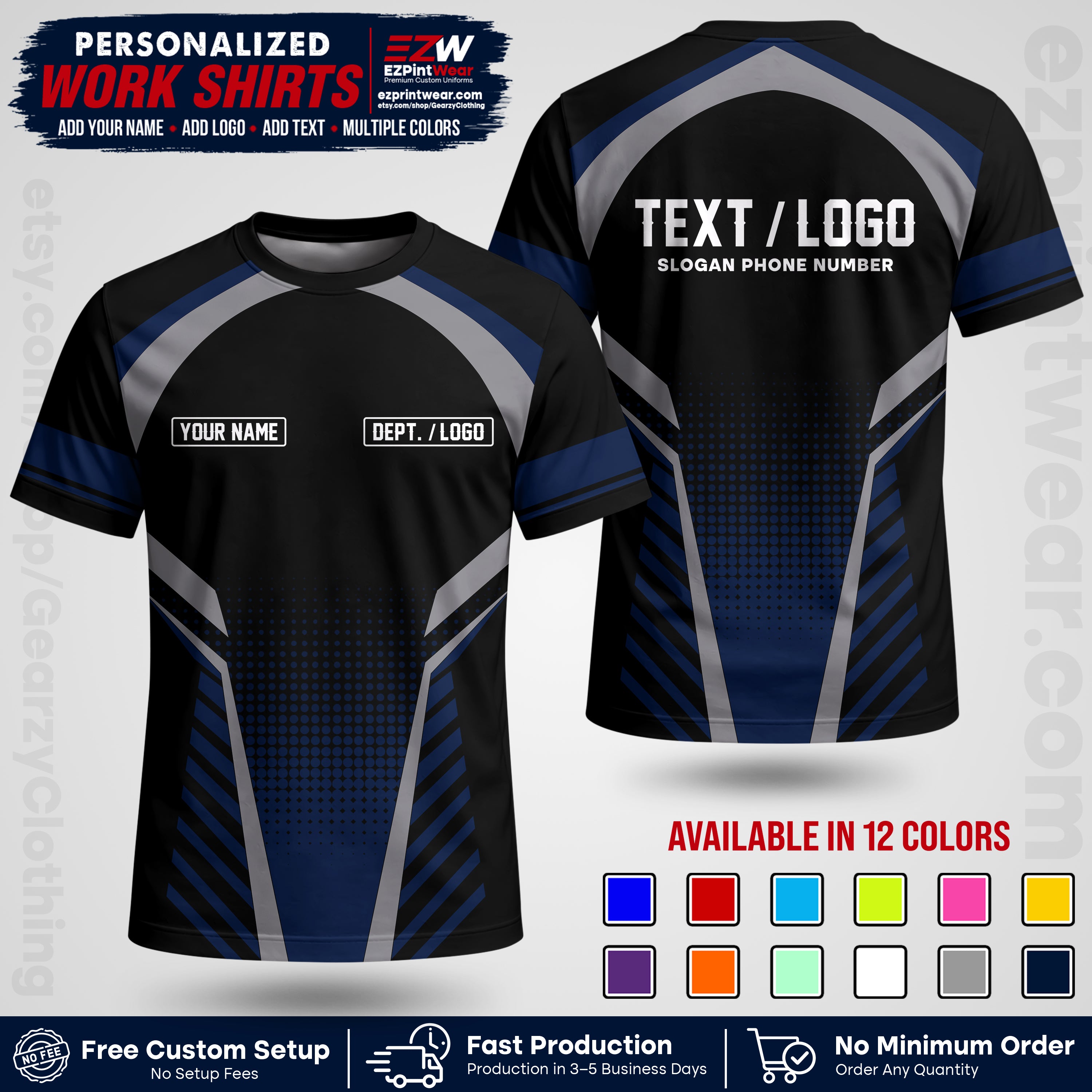 Custom All Over Print Work Uniform Shirt with Name, Logo & Text | Custom Hawaiian Shirt | Company Shirt | Employee Uniform UNF19