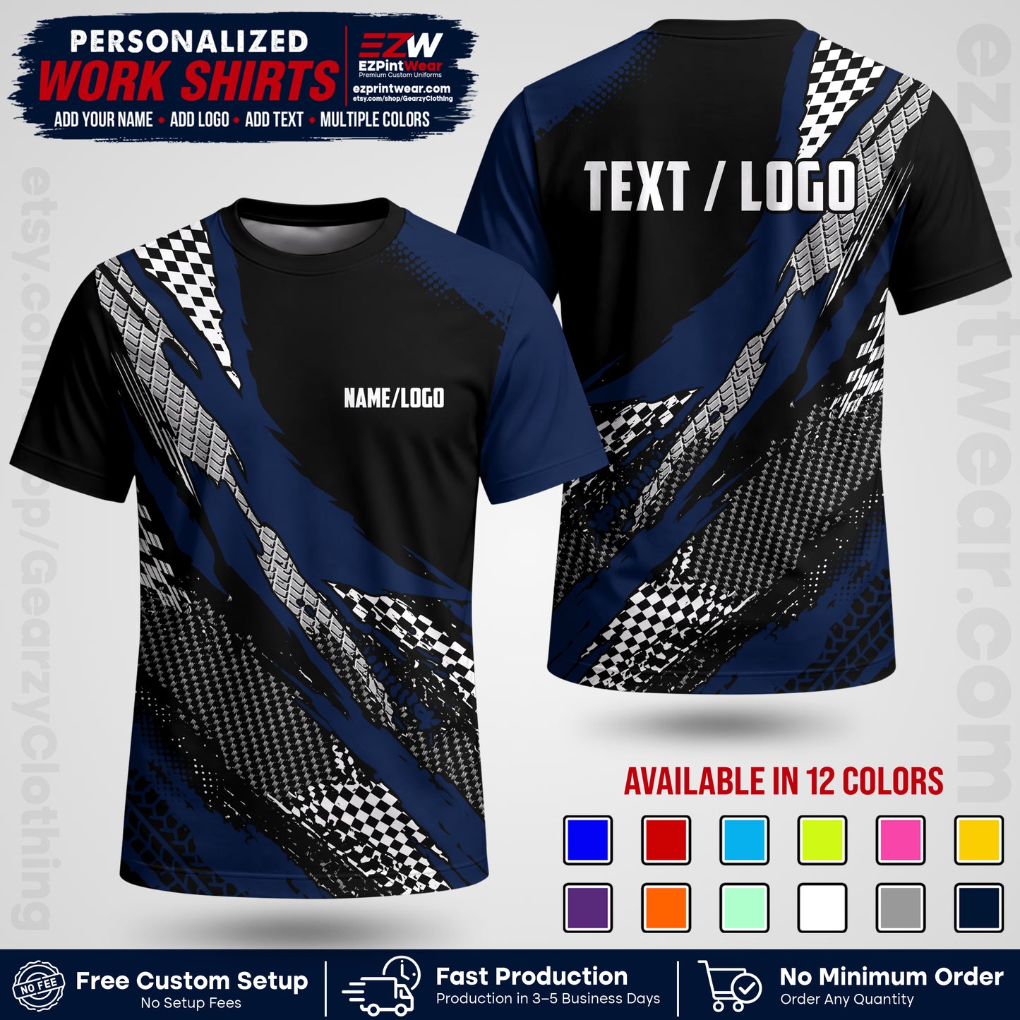Custom Racing Shirt with Name, Logo & Text | Race Team Uniform | Crew Apparel RC05