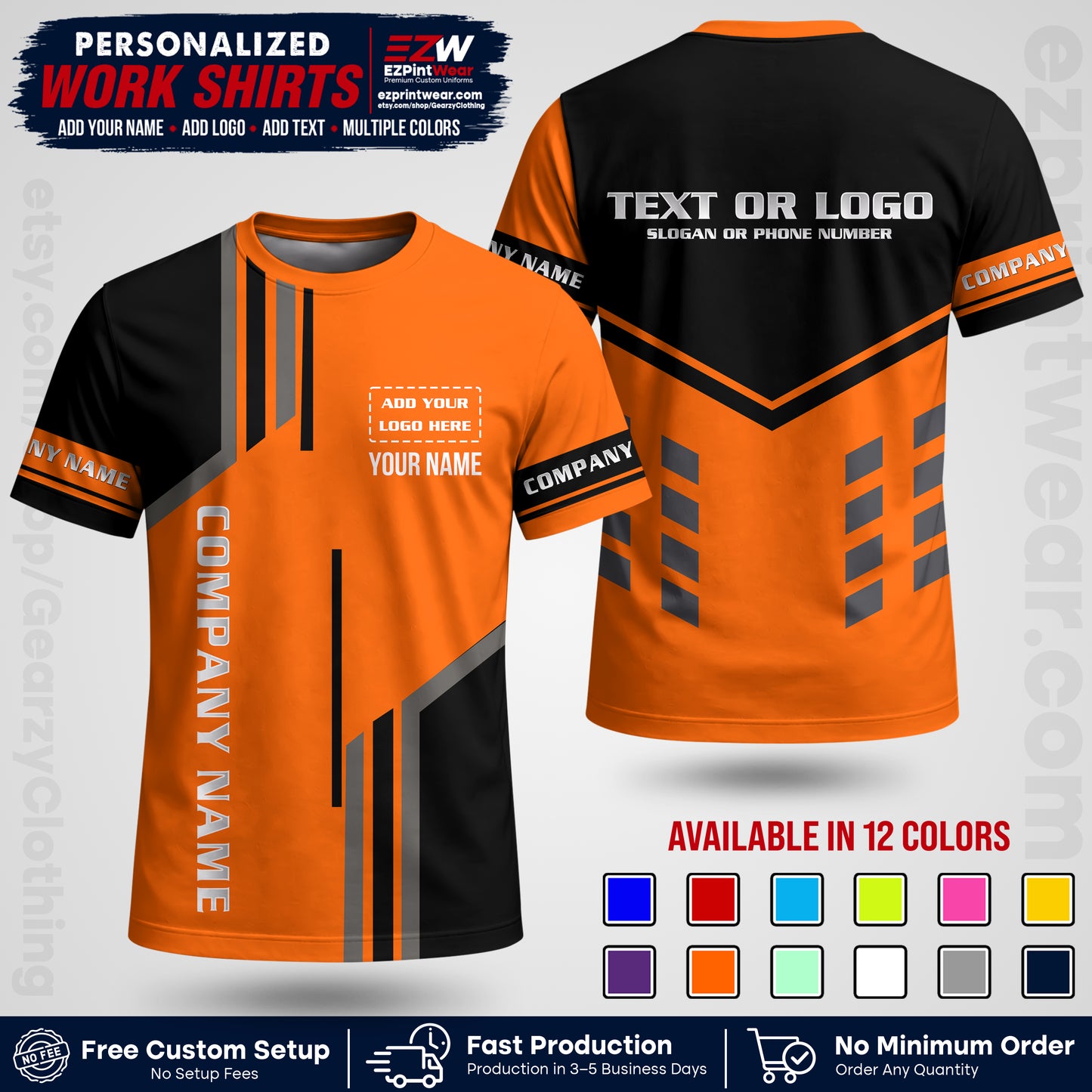 Custom All Over Print Work Uniform Shirt with Name, Logo & Text | Custom Hawaiian Shirt | Company Shirt | Employee Uniform UNF10